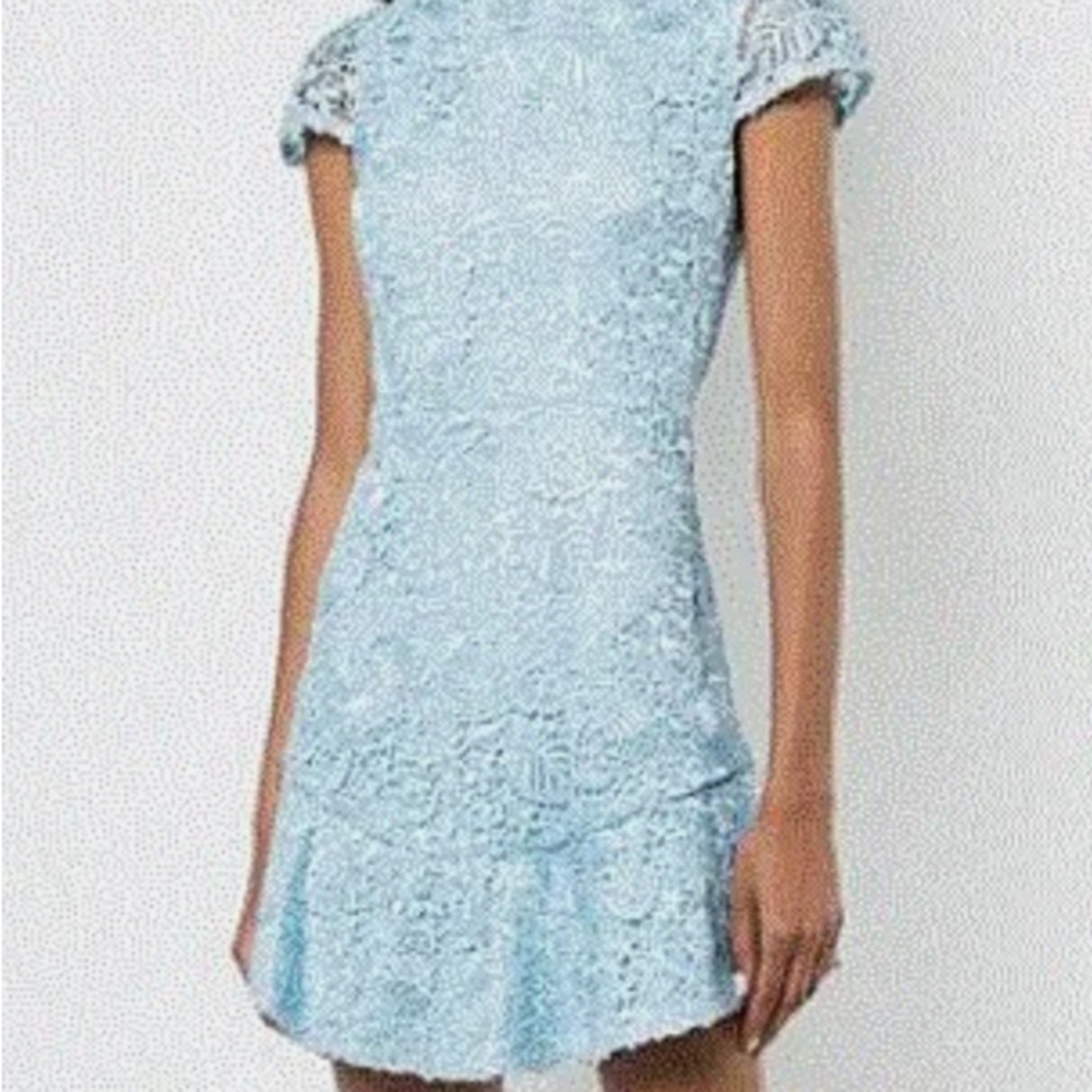alice + olivia Rapunzel Curve Hem Lace Fit & Flare Dress